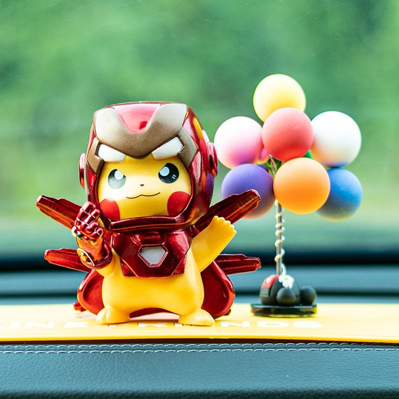 Mainan Action Figure Pokemon Pikachu GK The Marvel Avengers Iron Man 10cm Untuk Dekorasi Mobil