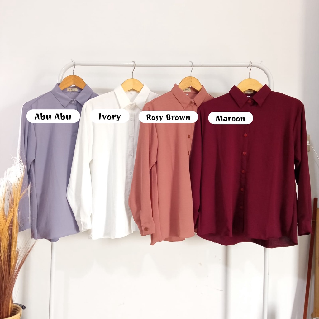 Kemeja basic Crinkle Wanita Polos / Atasan Outfit Wanita