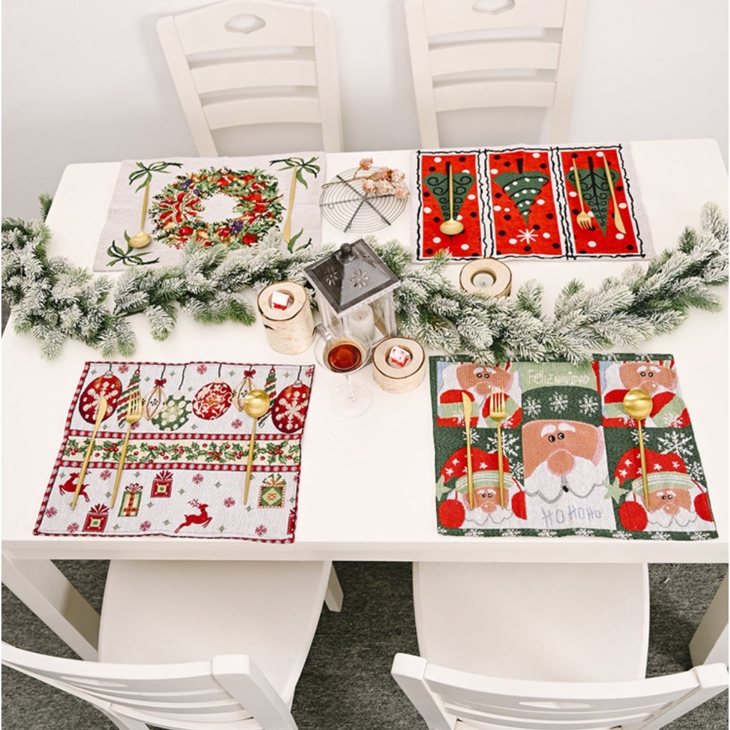 Dekorasi PLACEMAT Natal Alas Tatakan Piring Gelas Chtistmas Dining Xmas Hiasan Dekorasi Meja Rumah Kado