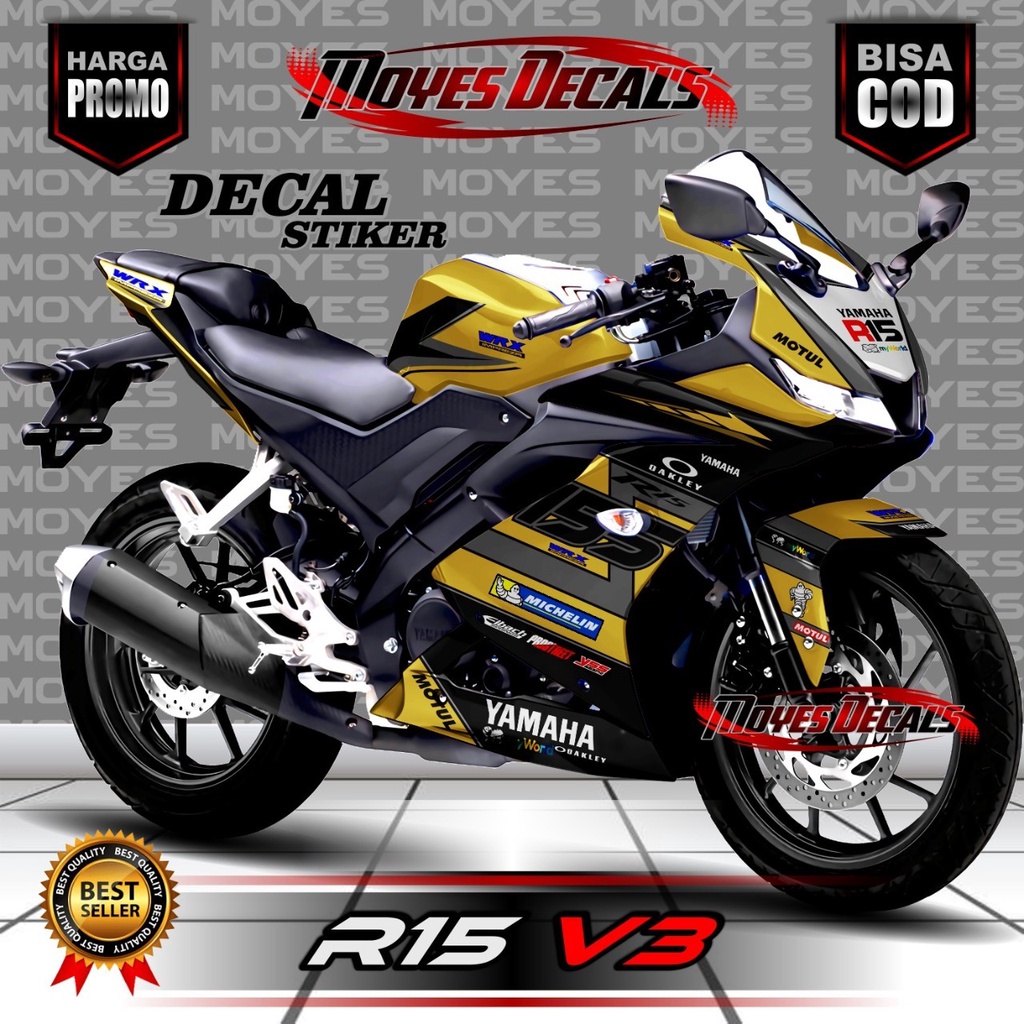 (BISA COD) Stiker Decal Motor R15 V3 Stiker Variasi Fullbody Warna Gold