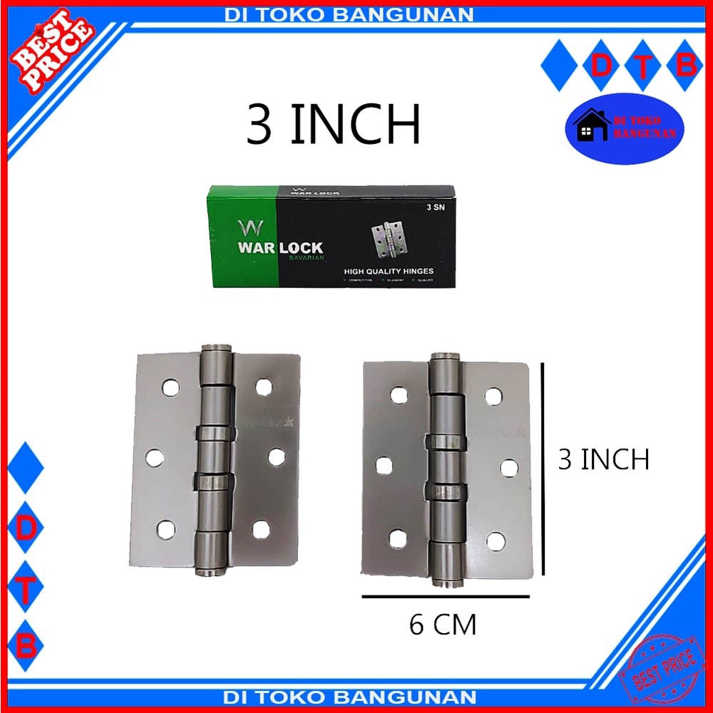 Engsel Tebal Stainless 3INCH - 4INCH - 5INCH Warlock Engsel Pintu Jendela