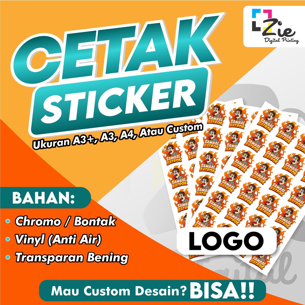 

Print/Cetak Sticker Logo A3+, A4 | Bontak, Vinyl, Transparan