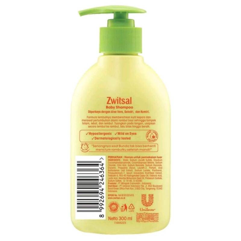 Zwitsal Natural Baby Shampoo Aloe Vera, Kemiri &amp; Seledri 300ml