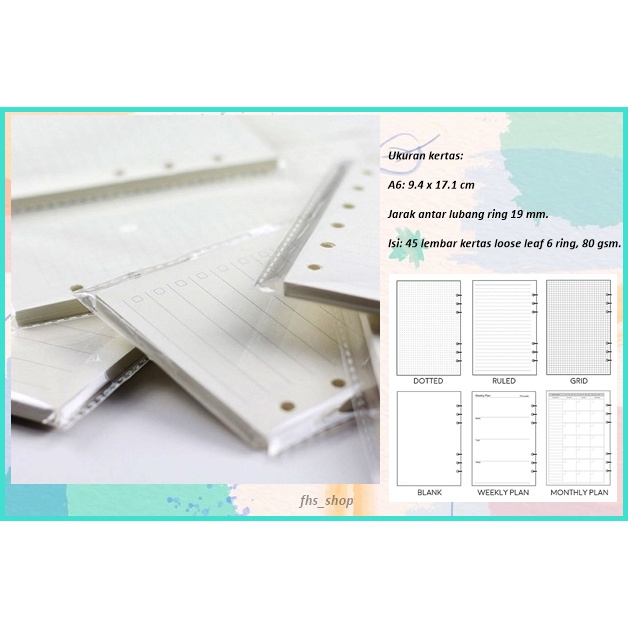 

Loose Leaf Isi Binder A6 Kertas Binder A6 Binder A6 Loose Leaf Paper A6 6 Ring