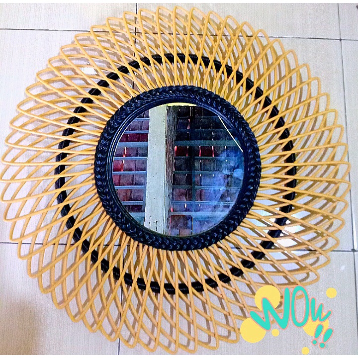 Cermin Rotan Tornado | Cermin Cantik | Tornado Aesthetic Mirror | Cermin Hias Berwarna | Hiasan Dind