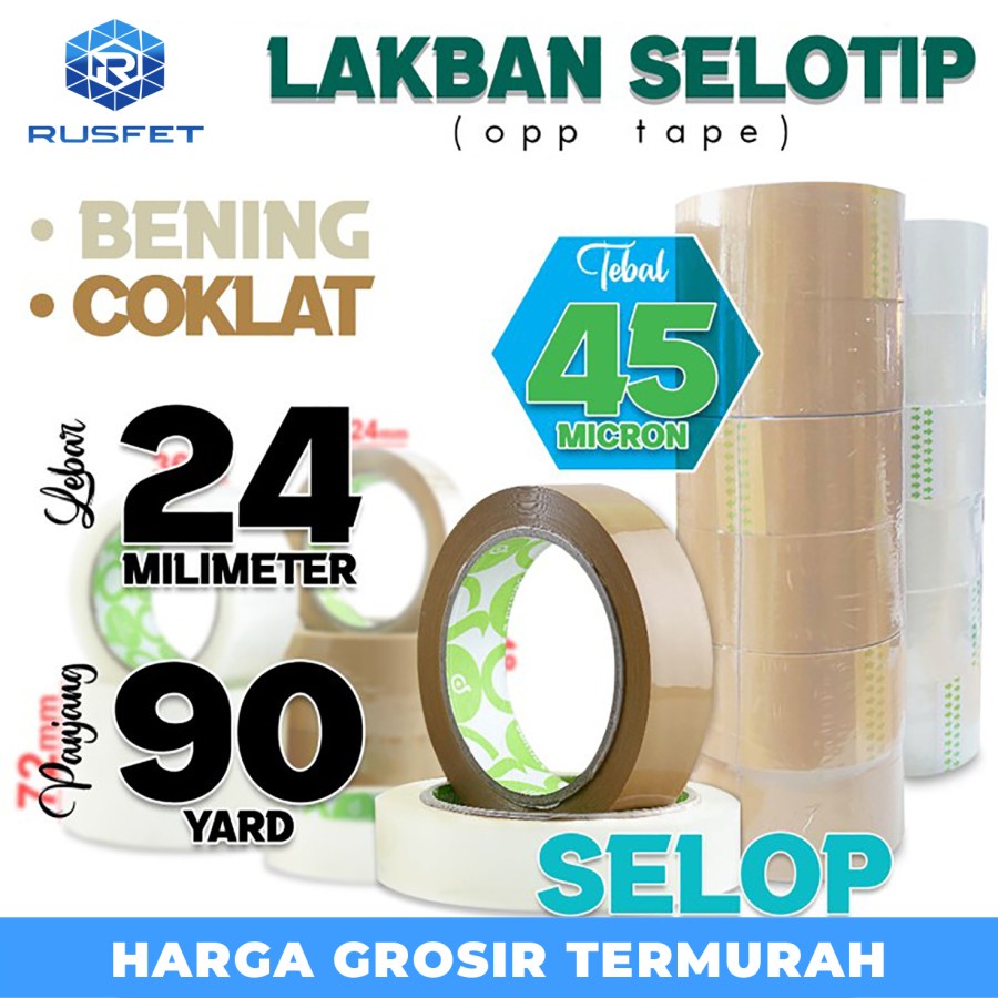 

Lakban isolasi Solatip 24mm x 90yard OPP Tape Cortape Plakban / SELOP