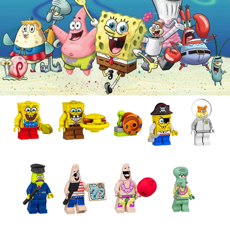 Square Pants SpongeBob Figure Set Isi 9cocok Untuk Hadiah Ulang Tahun Anak