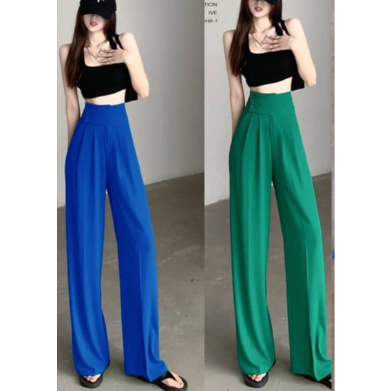 CELANA PANJANG WANITA KULOT NRF POLOS BASIC VARIASI THREE BUTTON TWISS SAMPING SLETING DEPAN CELANA 