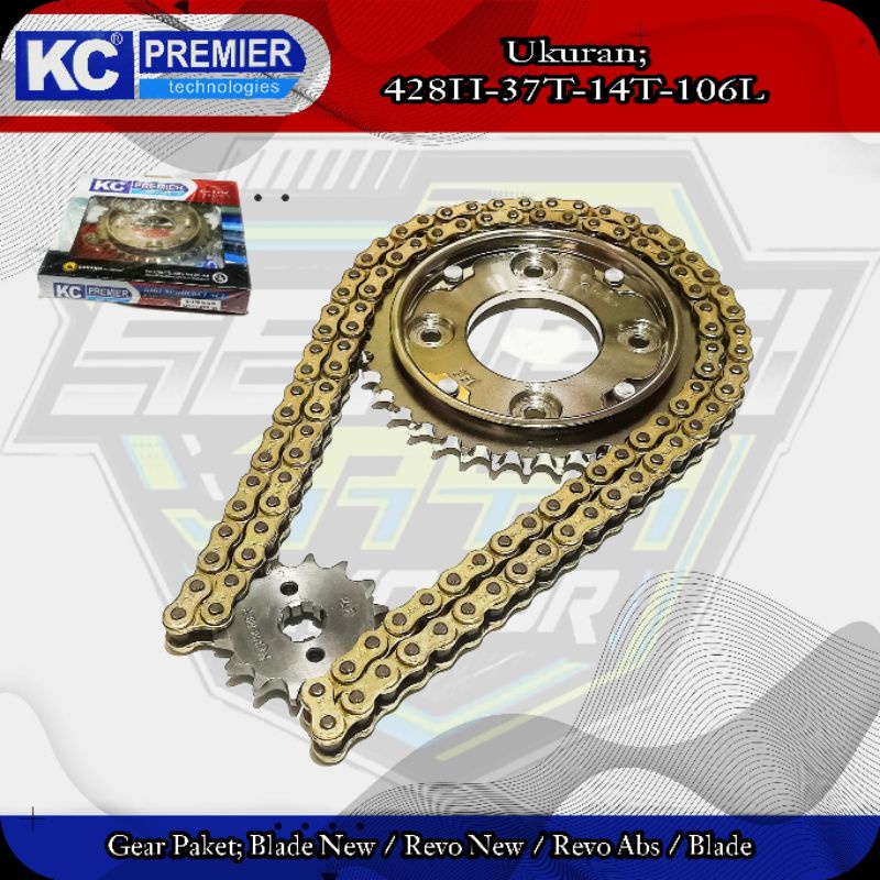 KCP GEAR PAKET BLADE NEW F1 (428H-37T-14T-106L) KC PREMIER GIR SET BLADE / REVO ABS / FITNEW / KARISMA / SUPRA X125