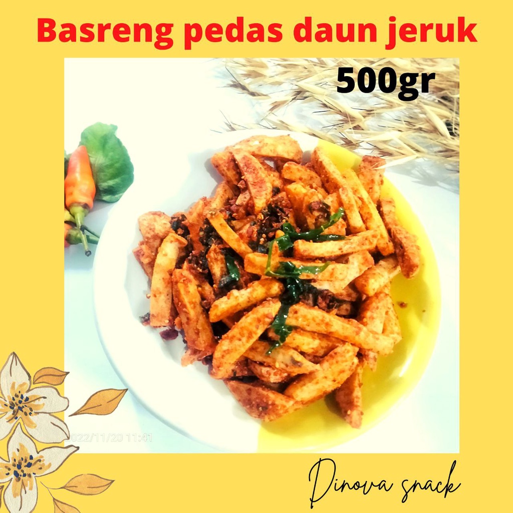 BASRENG PEDAS DAUN JERUK 500GR  basreng daun jeruk snack cemilan pedas