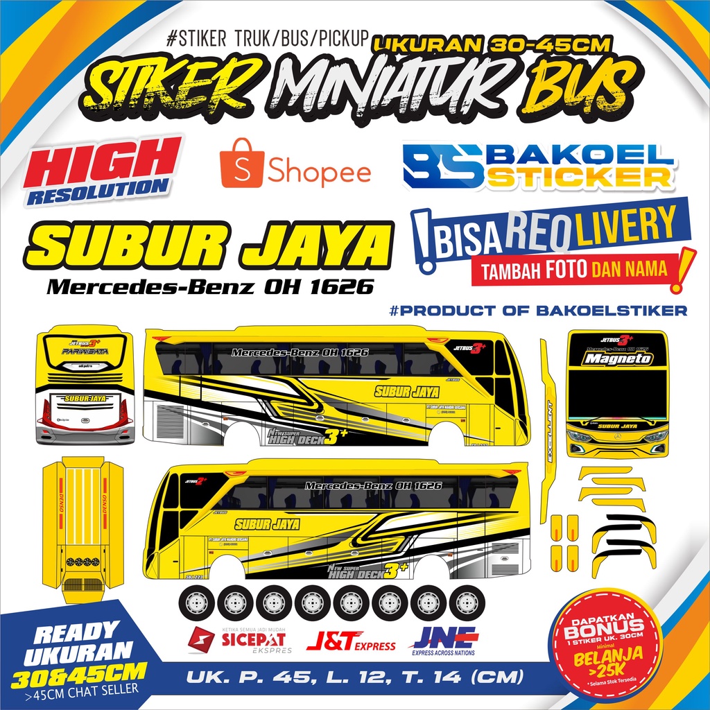 Jual Stiker Miniatur Bus Jb Uk Cm Shopee Indonesia