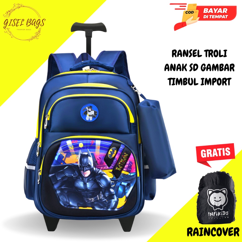 GSB-( bisa cod ) PROMO TERMURAH Ransel TAS TROLI Anak sekolah SD Sepidermen import terbaru Tas anak troli laki laki Tas anak troli waterproof