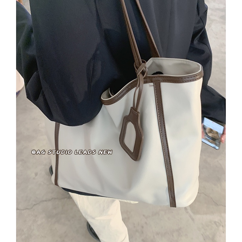 Suhao tas tangan wanita kapasitas besar 2022 baru trendi all-match tas bahu fashion mahasiswa kelas komuter tas jinjing