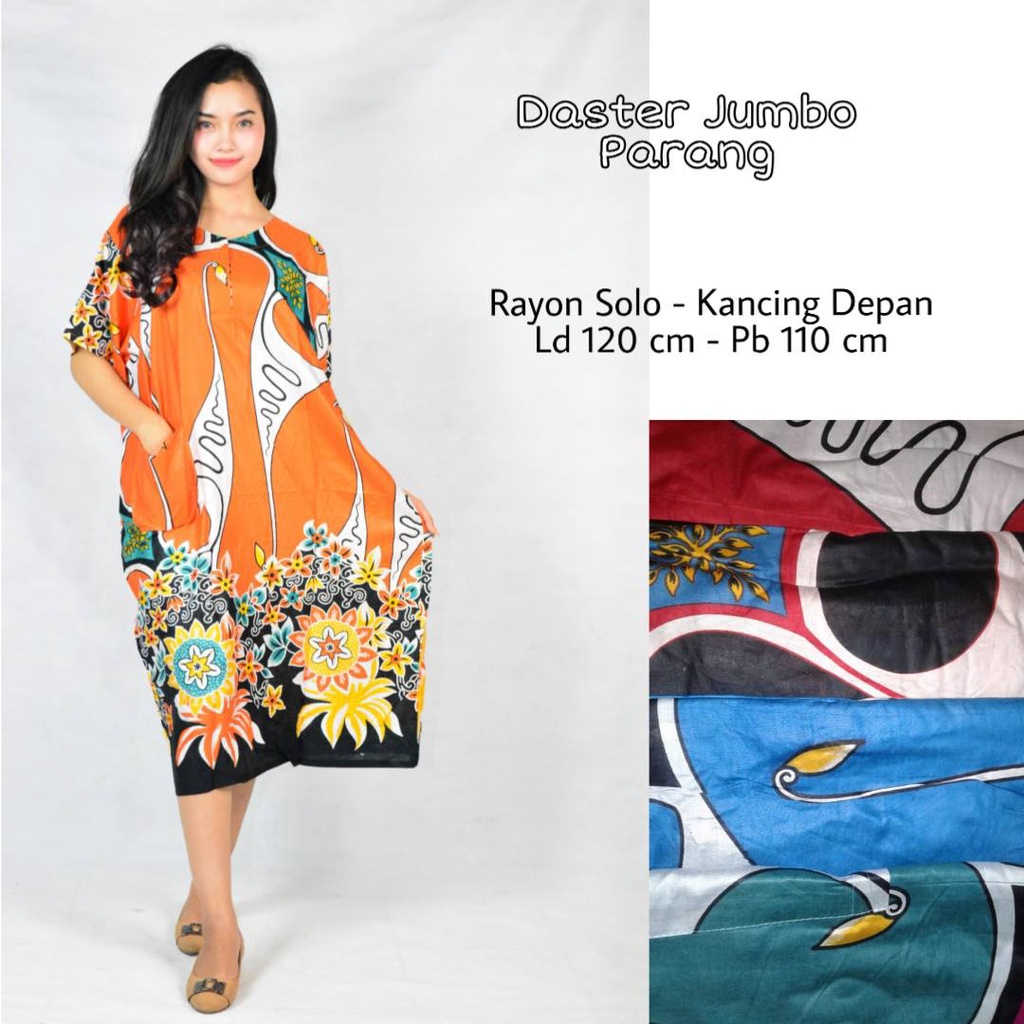 Daster Jumbo Rayon Kancing LD 120 Lengan Pendek