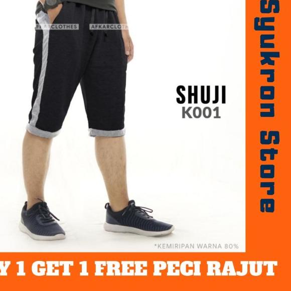 Celana Pendek Pria 3/4 Selutut Nyaman Distro Kolor Training Afkar Ori - L