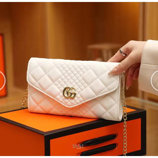 BJ65225 (DAPAT BOX) - BLUE/GREEN/ORANGE/PINK/WHITE - TAS DOMPET TALI RANTAI WANITA FASHION IMPORT MODIS ELEGAN TERMURAH TERLARIS TERBARU BAGSTORE JAKARTA TAS BATAM ZC5225