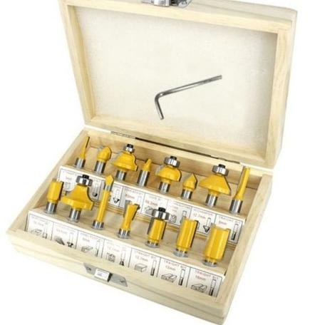 Mata profil Router bit set trimmer 1/4" wood milling cutter set 15pc
