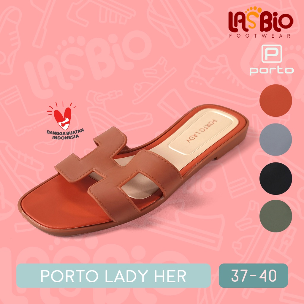 Porto Lady Sandal Flat Selop Kasual Fashion Wanita HER