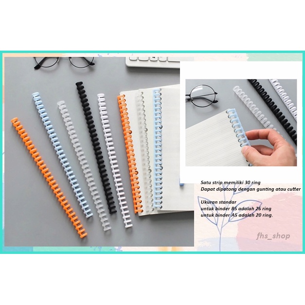 

Ring Binder Binder Strip DIY Plastik Ring Binder Pastel Binder Lubang Binder Pembolong Binder Pastel Binder Binding Strip panjang 27.7 cm