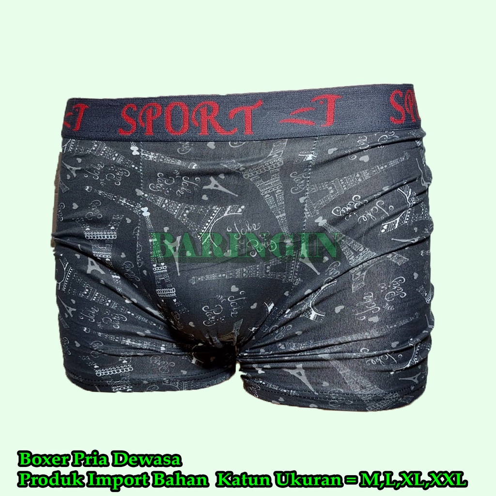 Isi 3 Pcs -Boxer Pria Dewasa-Celana Dalam Pria Bentuk Boxer Bahan catton Ukuran M-XXL