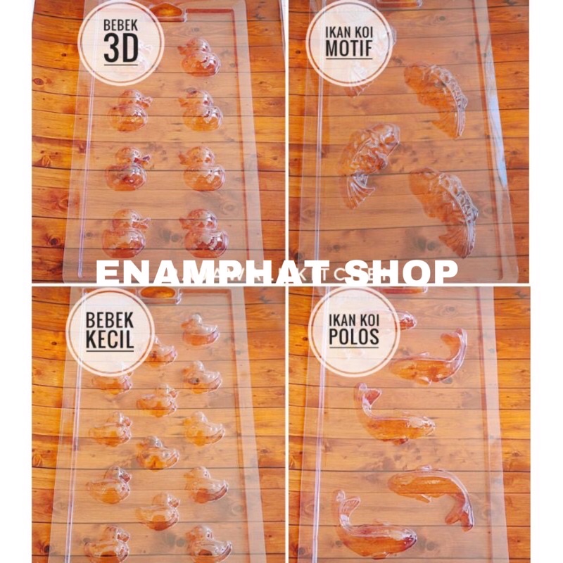 Cetakan Puding Praline Plastik Bentuk Hewan Ikan Koi & Bebek