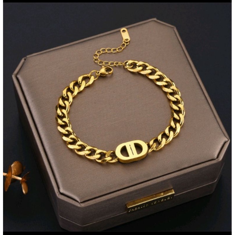 Kalung/Gelang Titanium Sisik Naga CD Gold/Silver anti karat