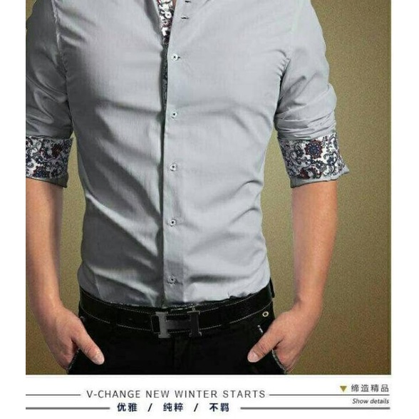 Kemeja Combi Batik DERICK - Abu-abu Muda