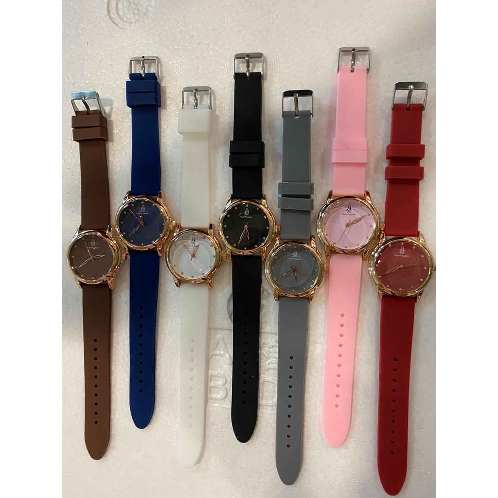 SS [✅COD] JAM TANGAN WANITA TAHAN AIR KASUAL HUSH PUPP1ES DIAMOND STRAP RUBBER HP-9626