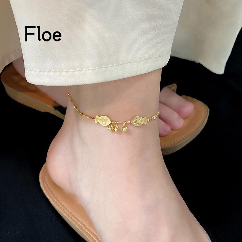 Fl Gelang Kaki Rantai Tipis Bahan Titanium Steel Lapis Emas 18K Untuk Wanita