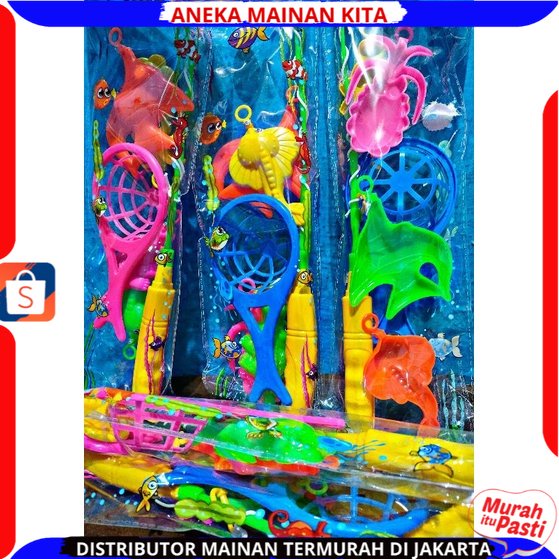 Mainan Anak SH 324 Fishing Game Kantong Murah Meriah Pancingan Ikan Magnet Pancing