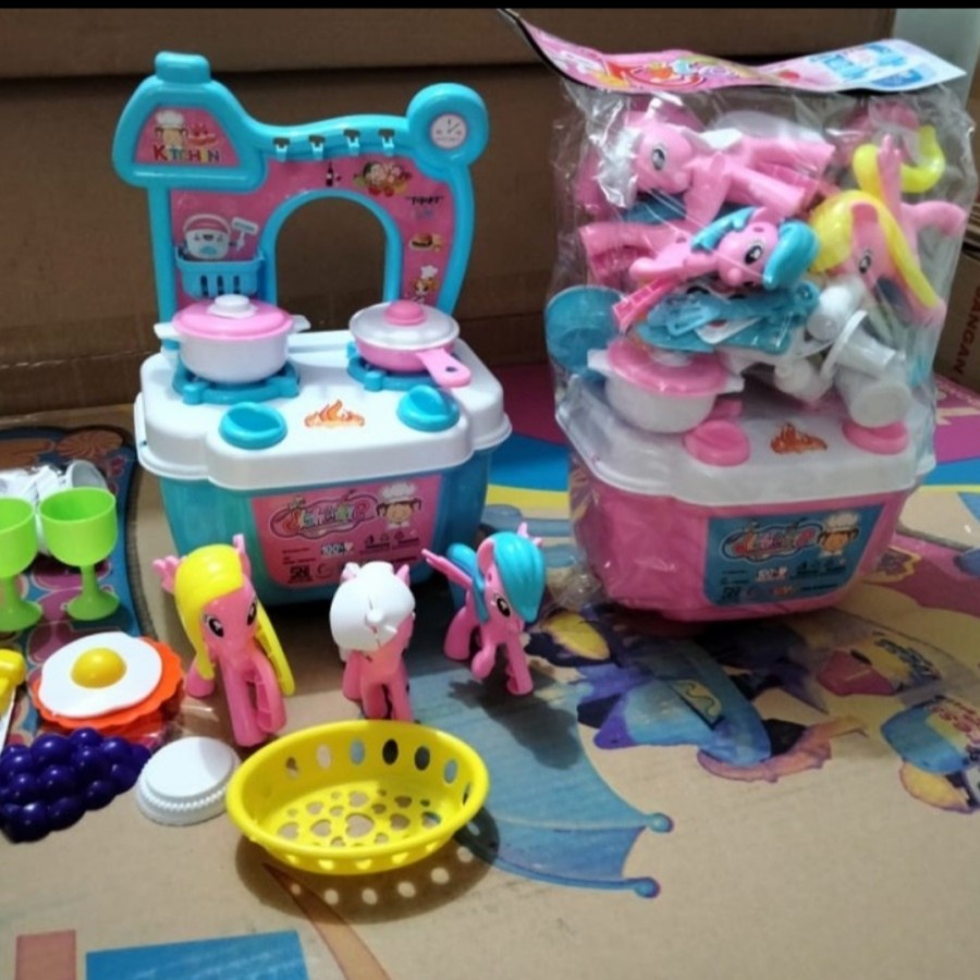 Mainan Anak Masak Masakan PINK / BIRU /MAINAN KITCHEN SET PONI