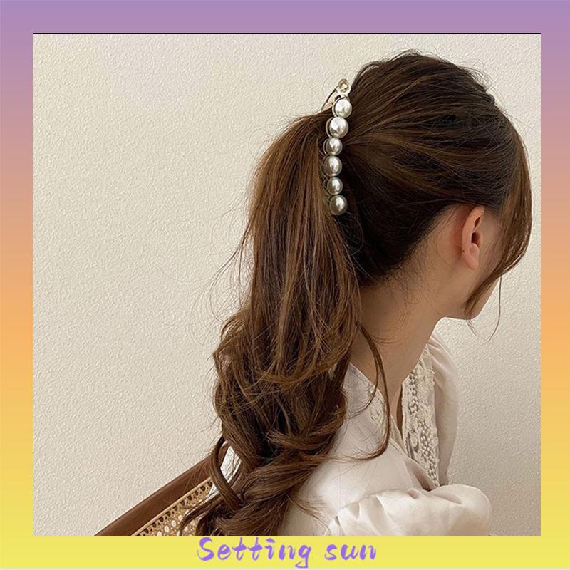 Jepit Rambut Pisang 10.5cm Mutiara Kristal Jepitan Ponytail  Salon Banana Ponytail Hair Claw Clips TN