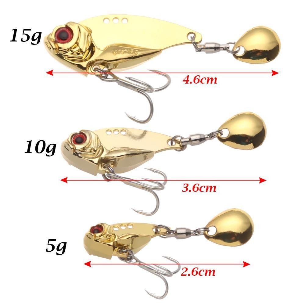 Top Metal Umpan Pancing Spinner Tackle Bass Getaran Putar Payet Treble Hook