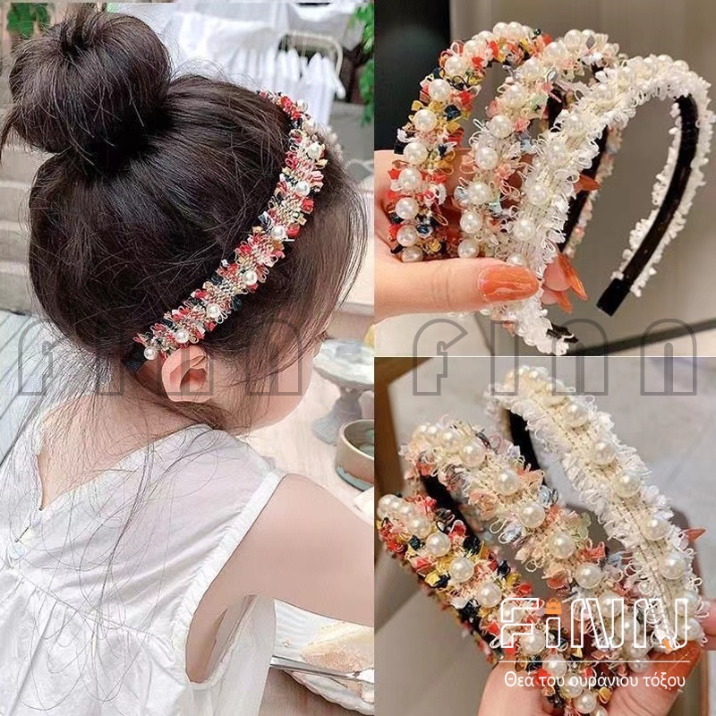 Bando Bunga Mutiara Anak Perempuan Colorful Fashion Wanita Korea