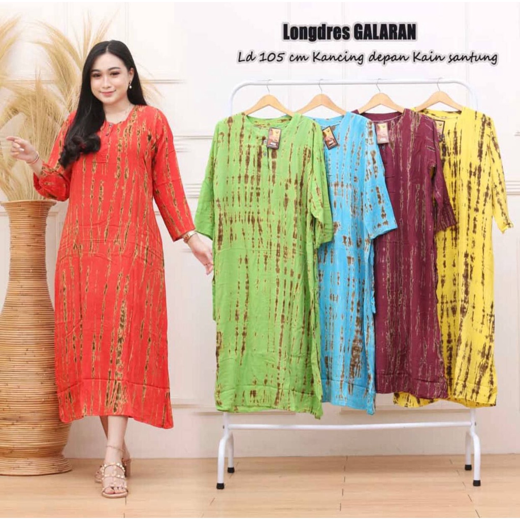 Daster Longdress Wanita Semata Kaki Busui Bahan Rayon Lengan Panjang Kekinian