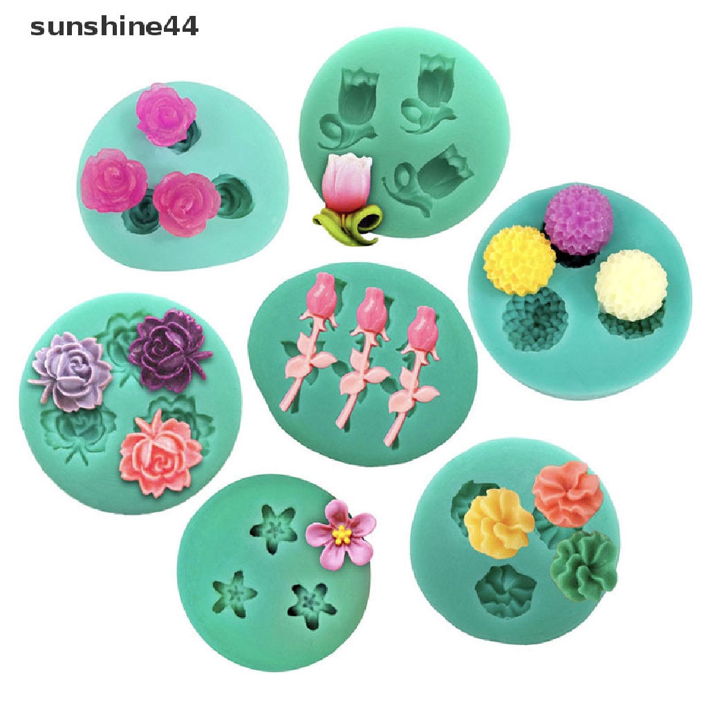 Sunshine Cetakan Kue / Coklat / Fondant 3D Bentuk Bunga / Hati Bahan Silikon Handmade DIY