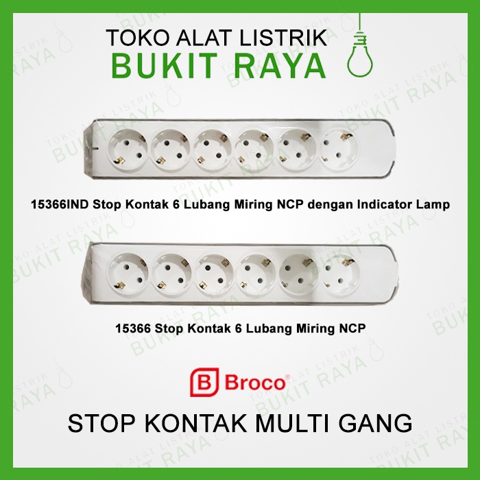 15366 Broco Stop Kontak 6 Lubang Miring (Non Child Protection)