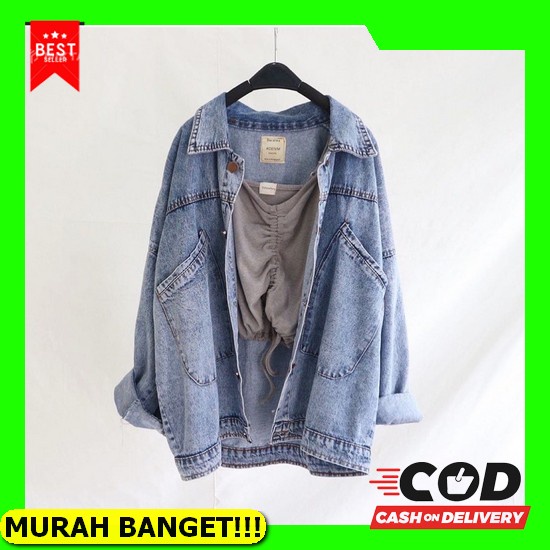 Ziya Jaket Jeans/Jaket Jeans Snow/Jaket Oversize/Jaket Crop Sisilia Oversize Denim Jacket Medium
