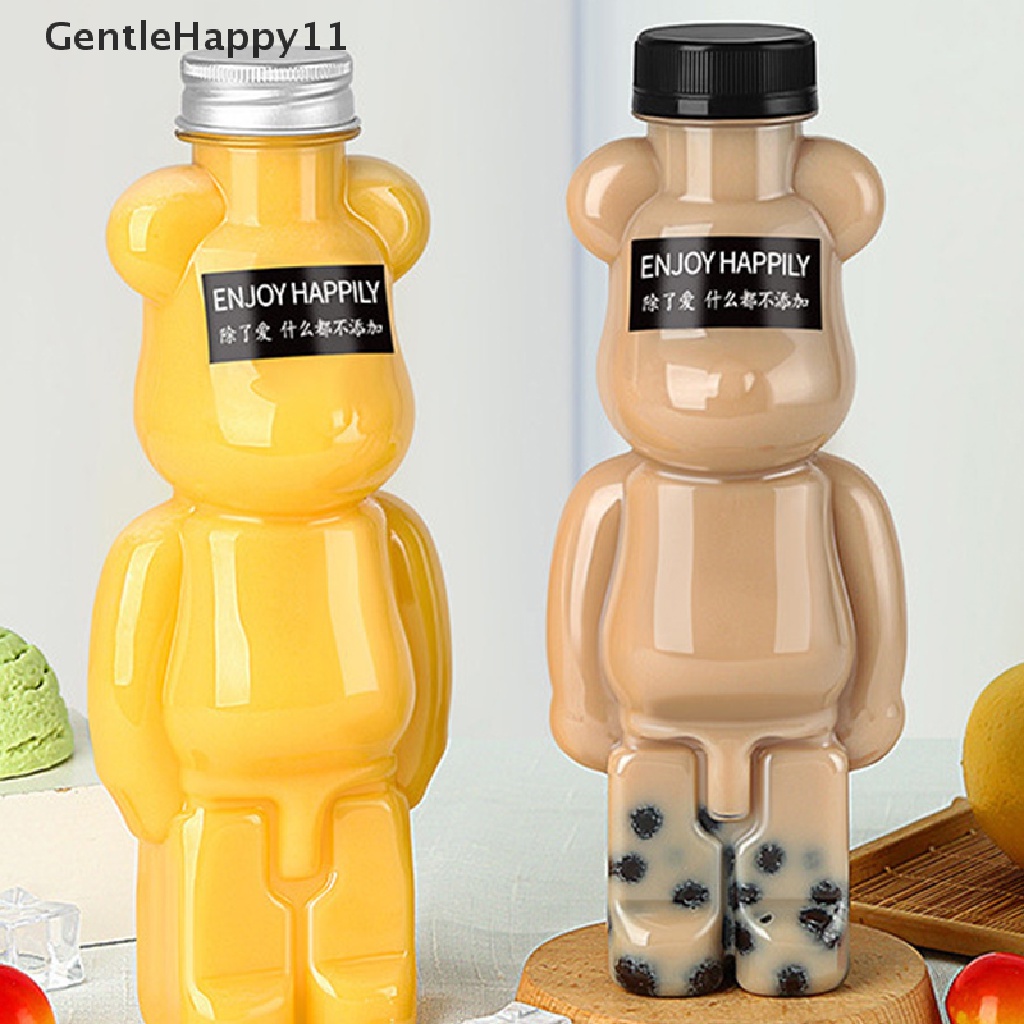 Gentlehappy Botol Susu / Teh / Jus Tebal Transparan Bentuk Boneka Beruang