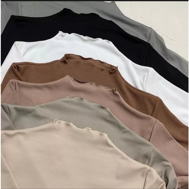 Inner Ruffle Turtleneck / Turtleneck Kriwil Lengan Panjang | Swetear Kriwil /Turtleneck Kaos Kerah T