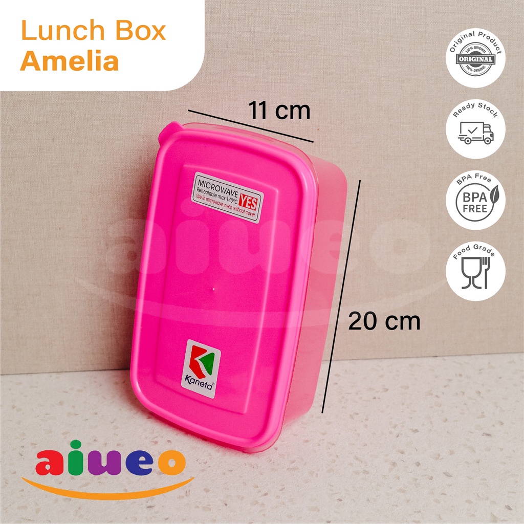 AIUEO | Kotak Makan lunch Box Promo Penyimpanan Plastik Serbaguna Murah Warna Random