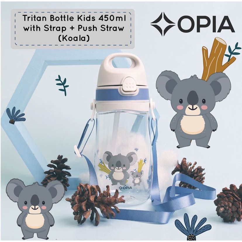 OPIA TRITAN PUSH STRAW STRAP BOTTLE 450ML