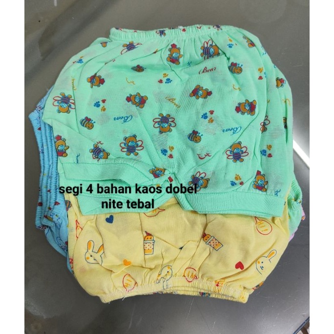 12 pcs Celana Pop/segi 4 Bayi/anak anak motif polos dan sablon