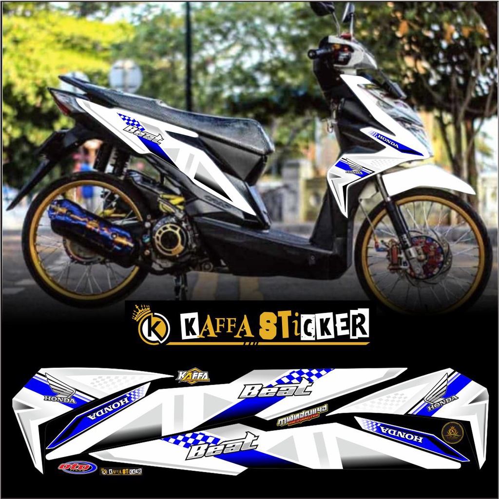 Striping Beat New Fi 2016 2019  / Striping Variasi List Beat New putih polet biru