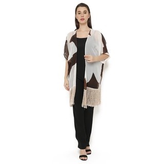 Outer Lengan Pendek Loose  Rumbai  Sifon Motif Sapi GESYAL Luaran Tunik Big Size