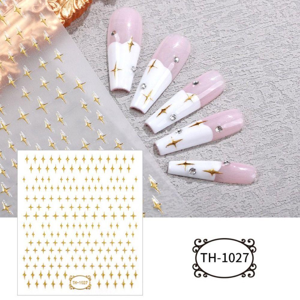 Mxbeauty Stamping Emas Nail Art Stiker DIY Gadis Cinta Hati Bentuk Garis Salon Kuku Slider Manicuring Foils