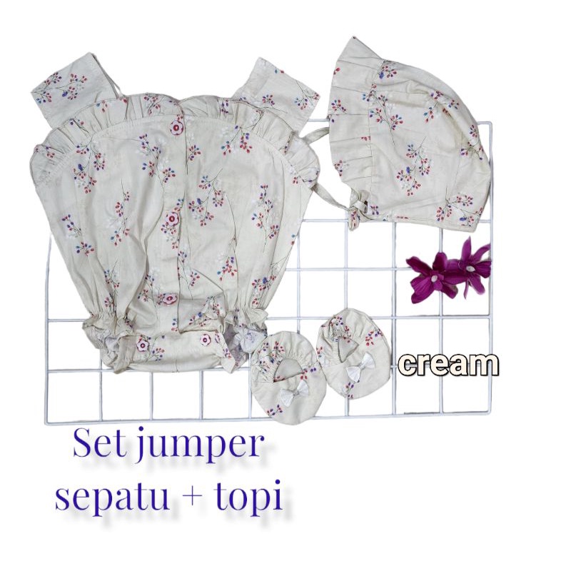 baju bayi perempuan set jumper + topi + sepatu