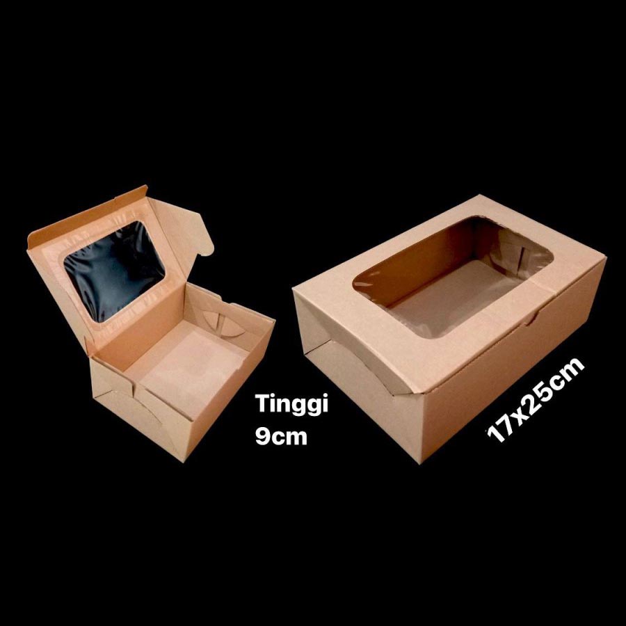 

5 Pcs Kardus Kue Bolu Brownies Dus Mika Lapis Legit Box Roti Sobek Packaging Kotak Cake Ukuran 17x25x9 cm