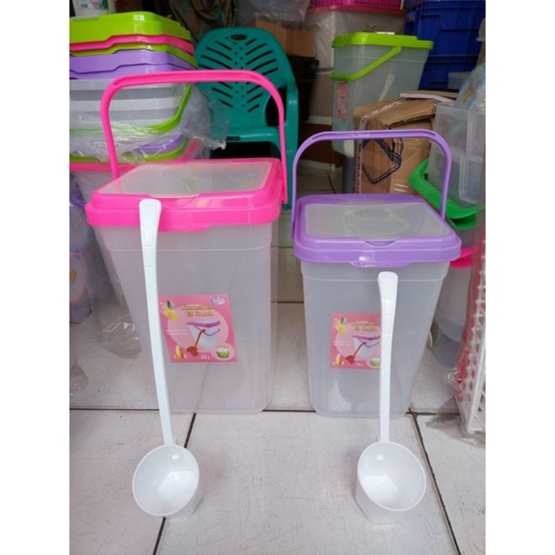 Toples Es Buah 25 Liter + Gayung/ Kontainer Es Buah Lovenia 25 Liter Plus Gayung