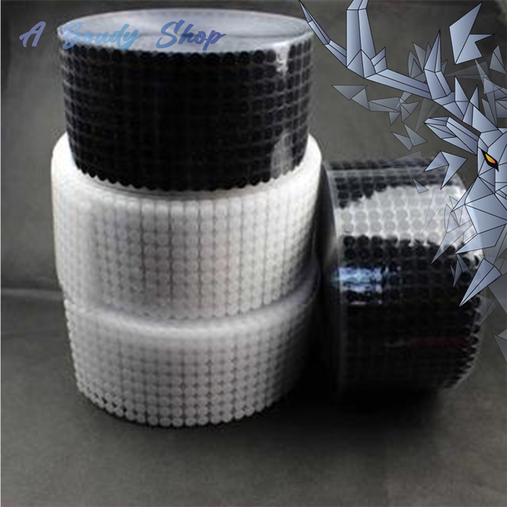

Lakban Perekat Super Kuat Dot Velcro Hook And Loop Magic Sticker 450 Pairs 10 mm Nikto Tape Hitam Putih